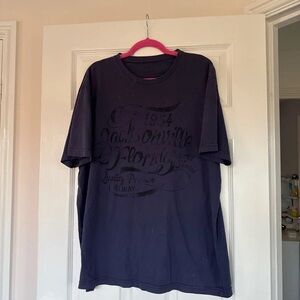Boohoo Navy Graphic Button Down Shirt